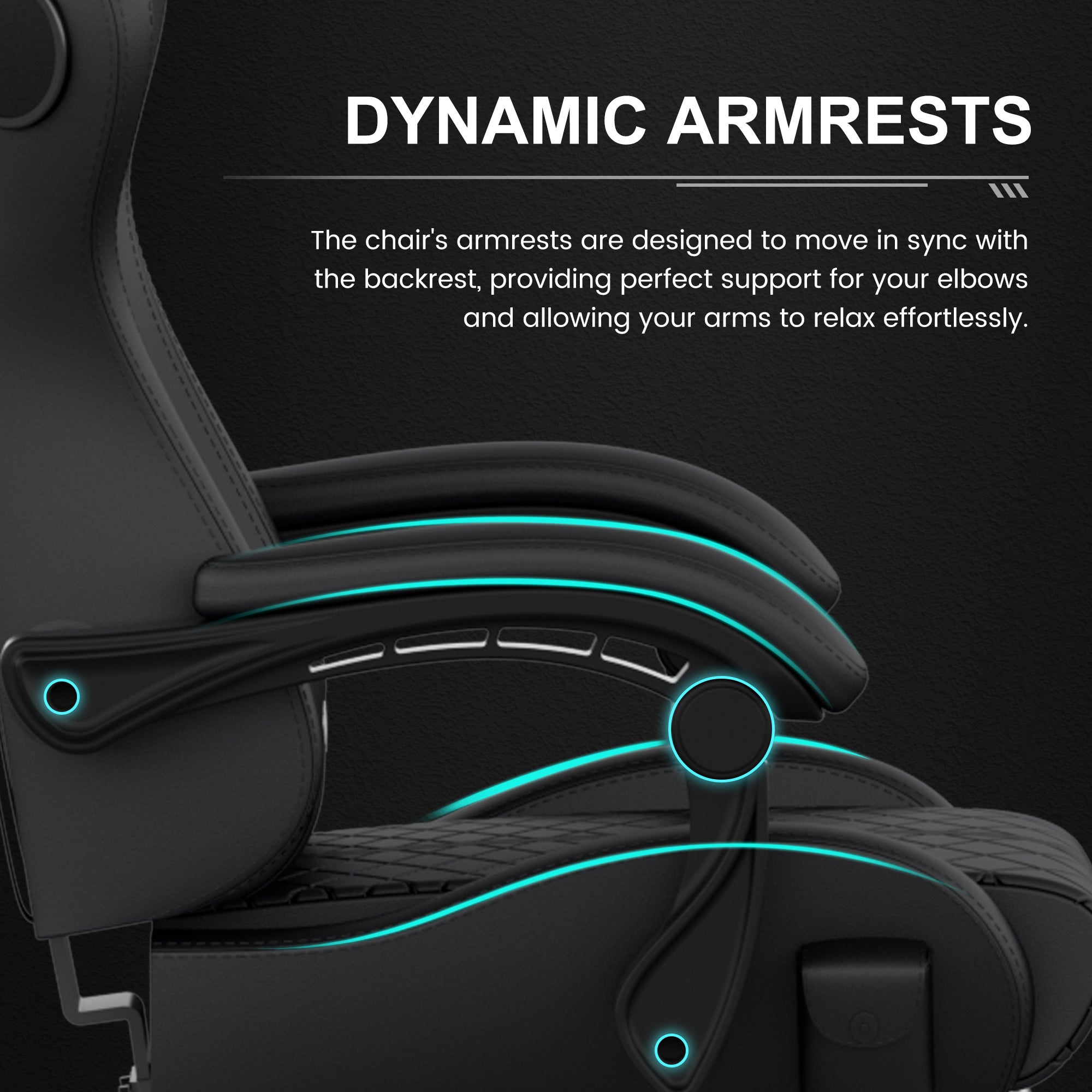 GTW-100 Reclining Gaming Chair with Bluetooth, Adjustable Pillows and Footrest, Black