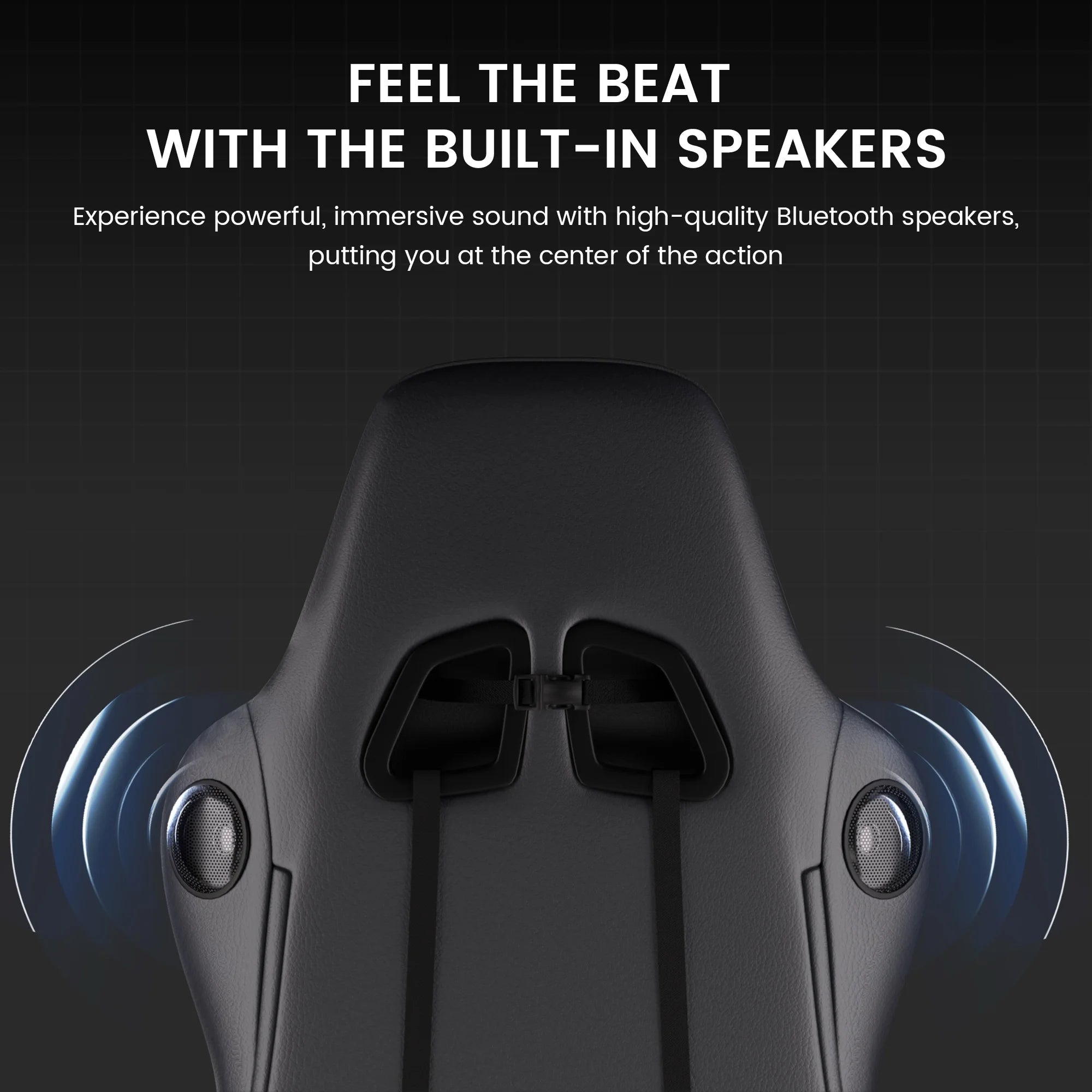 GTW-100 Reclining Gaming Chair with Bluetooth, Adjustable Pillows and Footrest, Black