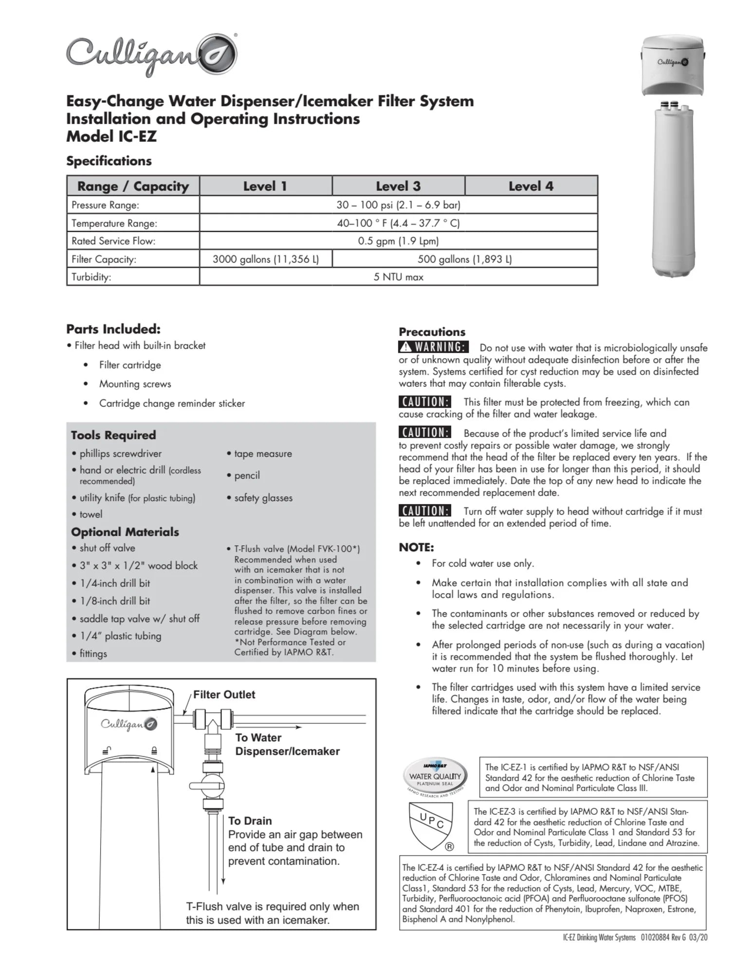 Culligan Ice Maker & Refridgerator Replacement Filter - Basic