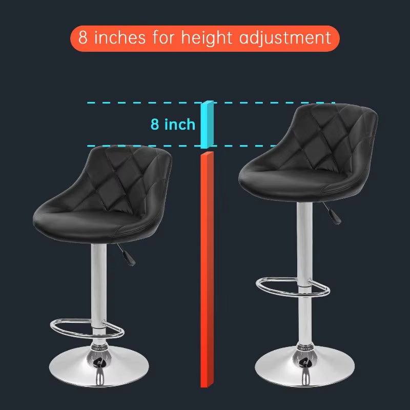 Bar Stools Set of 2 ,Barstools Swivel Stool Height Adjustable Bar Chairs with Back PU Leather Swivel Bar