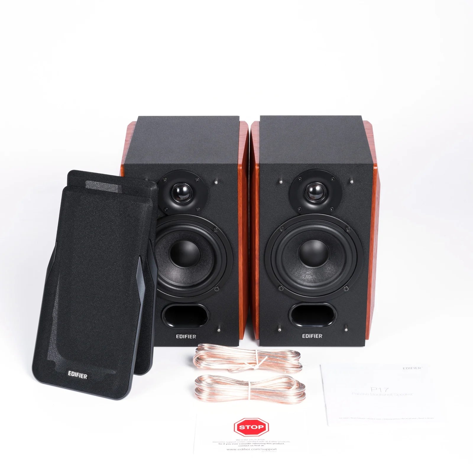 P17 Passive Bookshelf Speakers - 2-Way Speakers with Built-In Wall-Mount Bracket