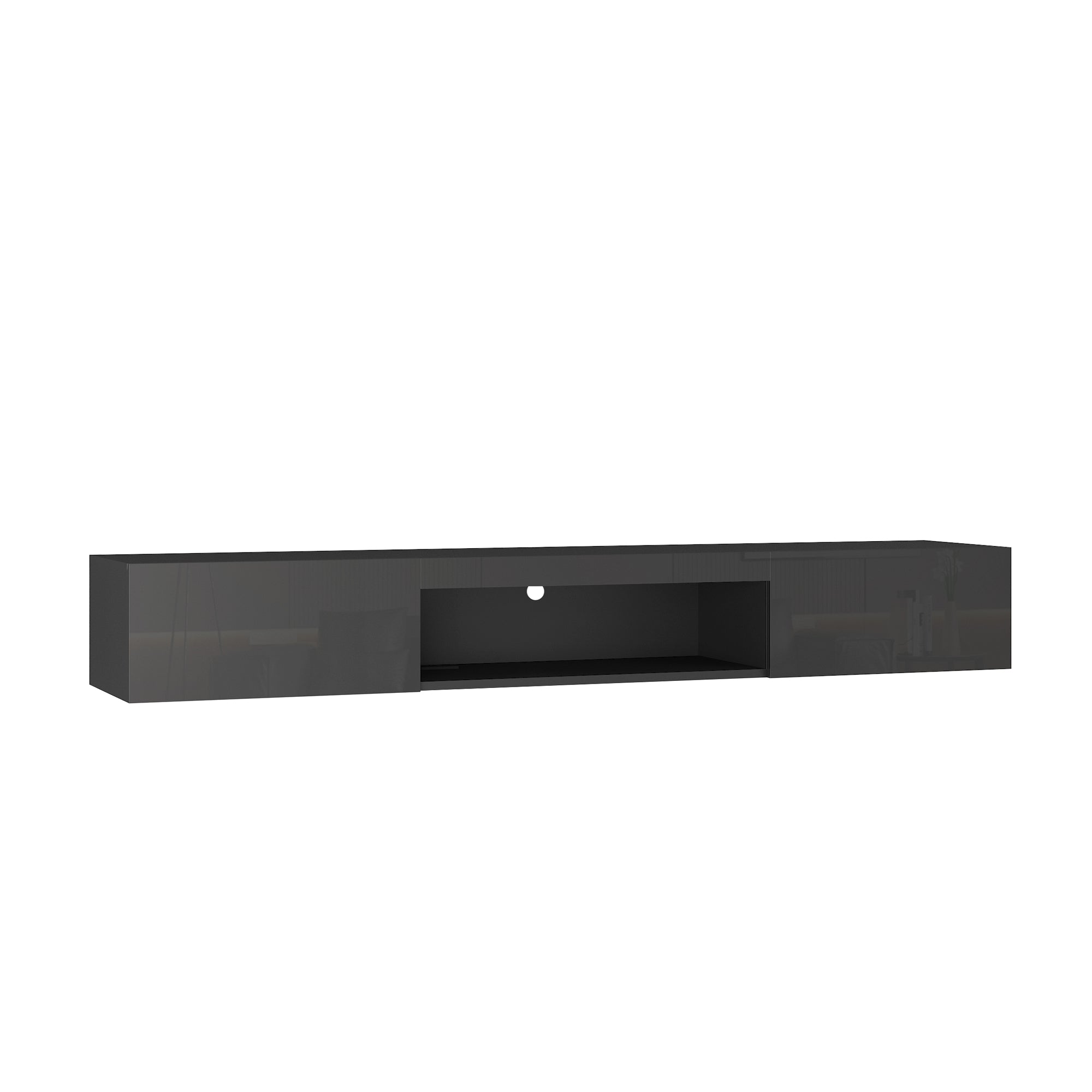 Floating TV Stand Wall Mounted with 16 Color Leds Modern TV Stand, Floating TV Cabinet Entertainment Center for 55 60 65 Inch Tv,Black
