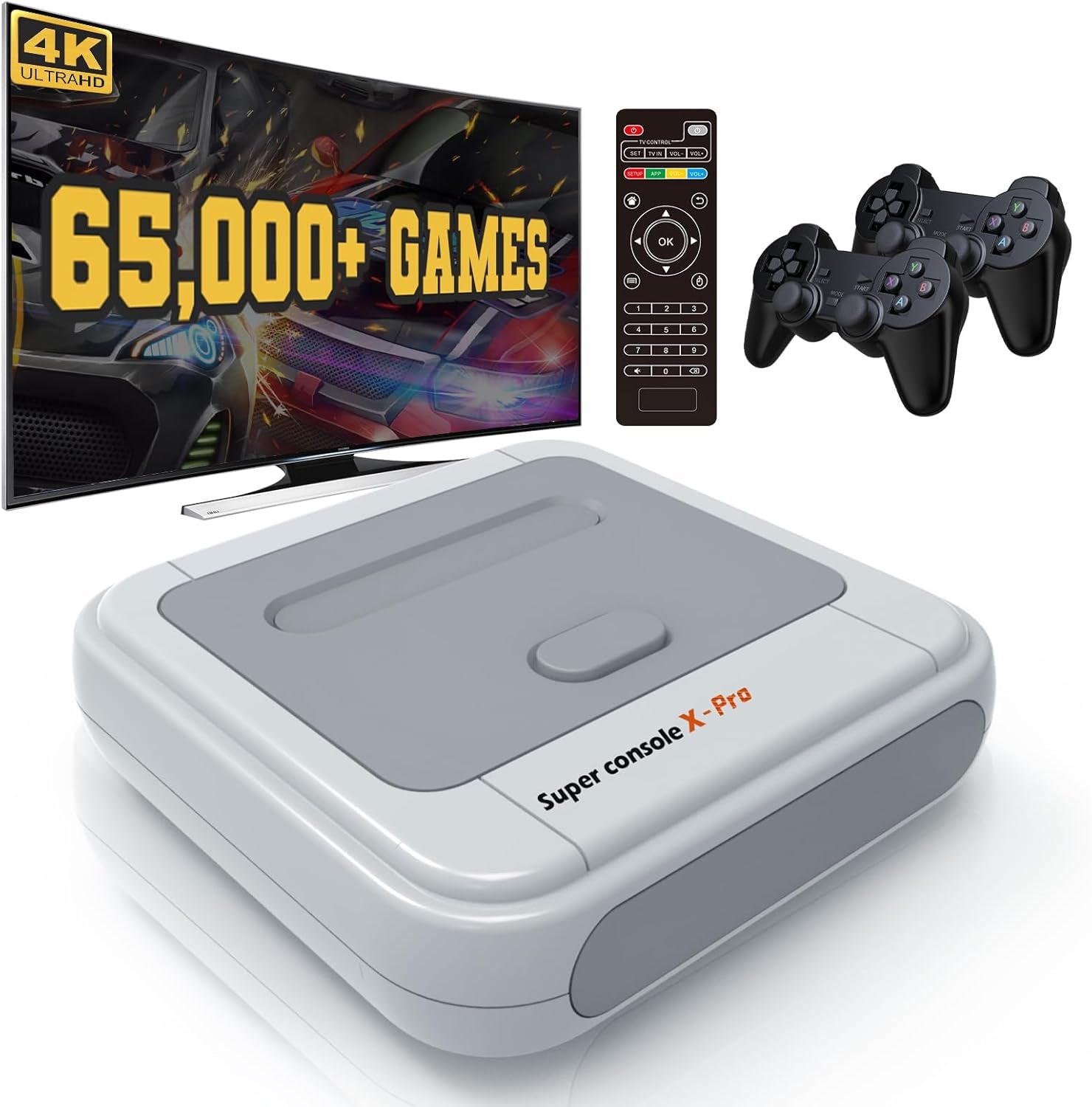 Retro Game Console 256GB, Super Console X PRO Built-In 65,000+ Games, Video Game Console for 4K TV HD/AV Output, Wireless 2.4G Controllers (256G)