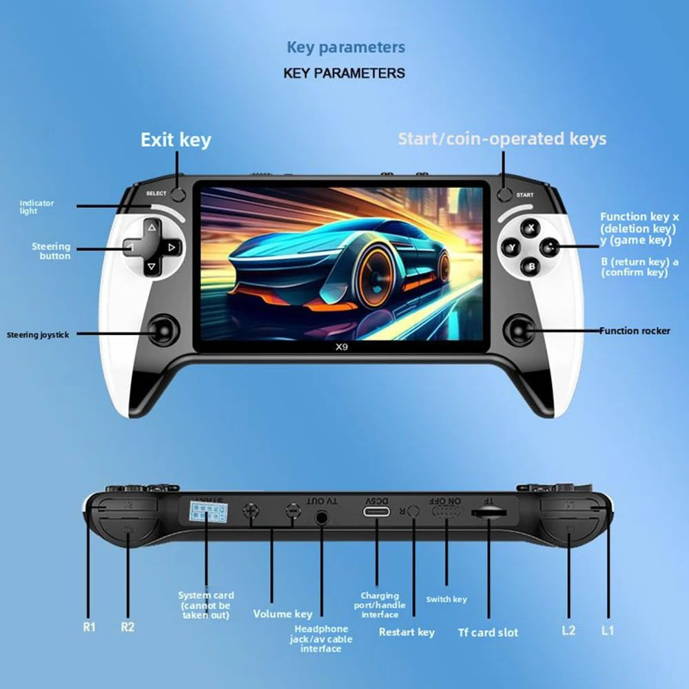 X9 Retro Handheld Game Console-Handheld Game Console with HD 5.5-Inch IPS Screen Classic Video Games Supports TV Connection,10+ Emulators & 5-Hour Battery Life