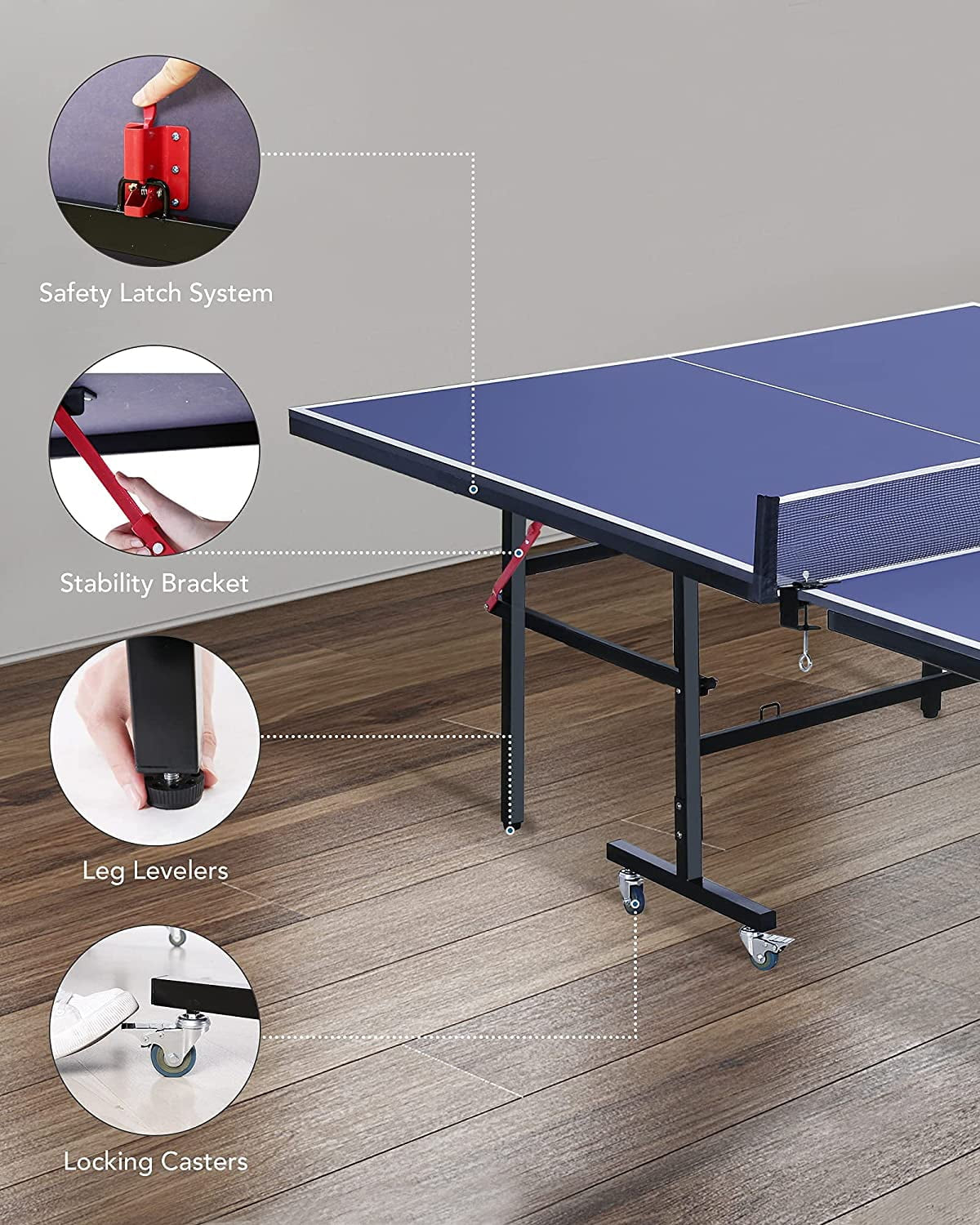 Ping Pong Table 9Ft Professional Foldable Tennis Table, Standard Size,10 Minute Quick Assembly Tennis Table for Indoor/Outdoor Easy to Move 119LB