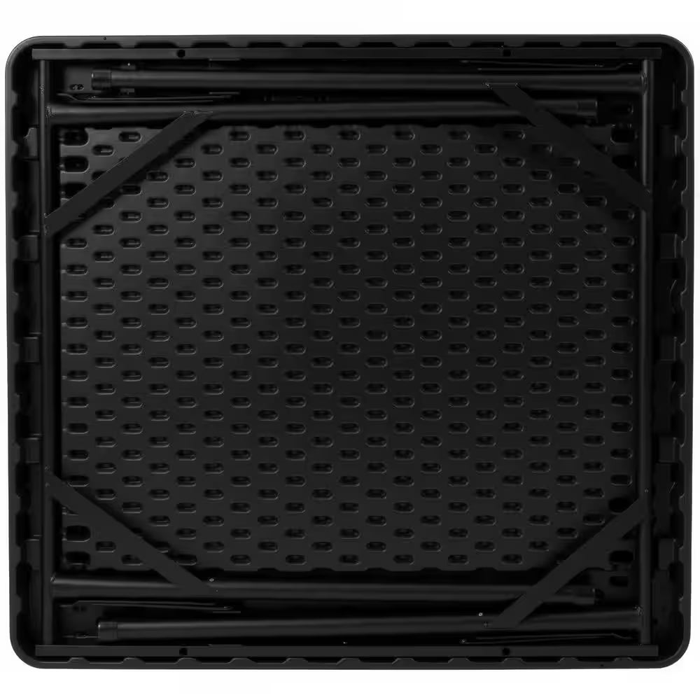 Silas Classic 34.5 In. L Square 4-Player Black Top/Green Felt Surface Plastic Top with Cup Holders Folding Card Tables