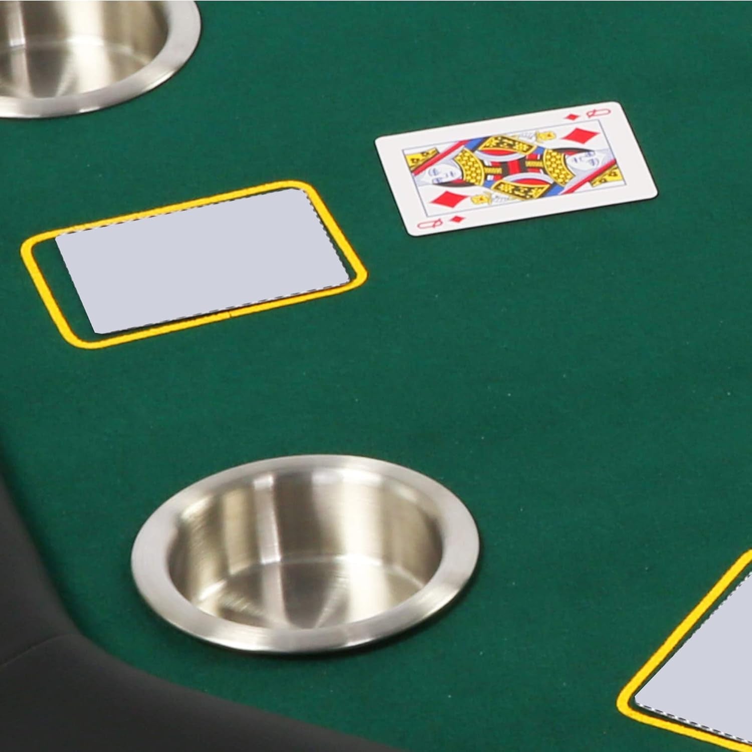 Folding Casino Poker Table - 48'' Texas Hold'Em Game Table with Stainless Steel Cup Holder