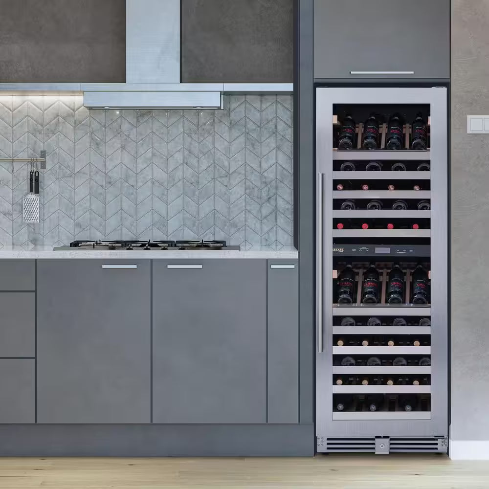 Estate Dual Zone Digital 160 Bottle Premium Wine Cooler in Silver