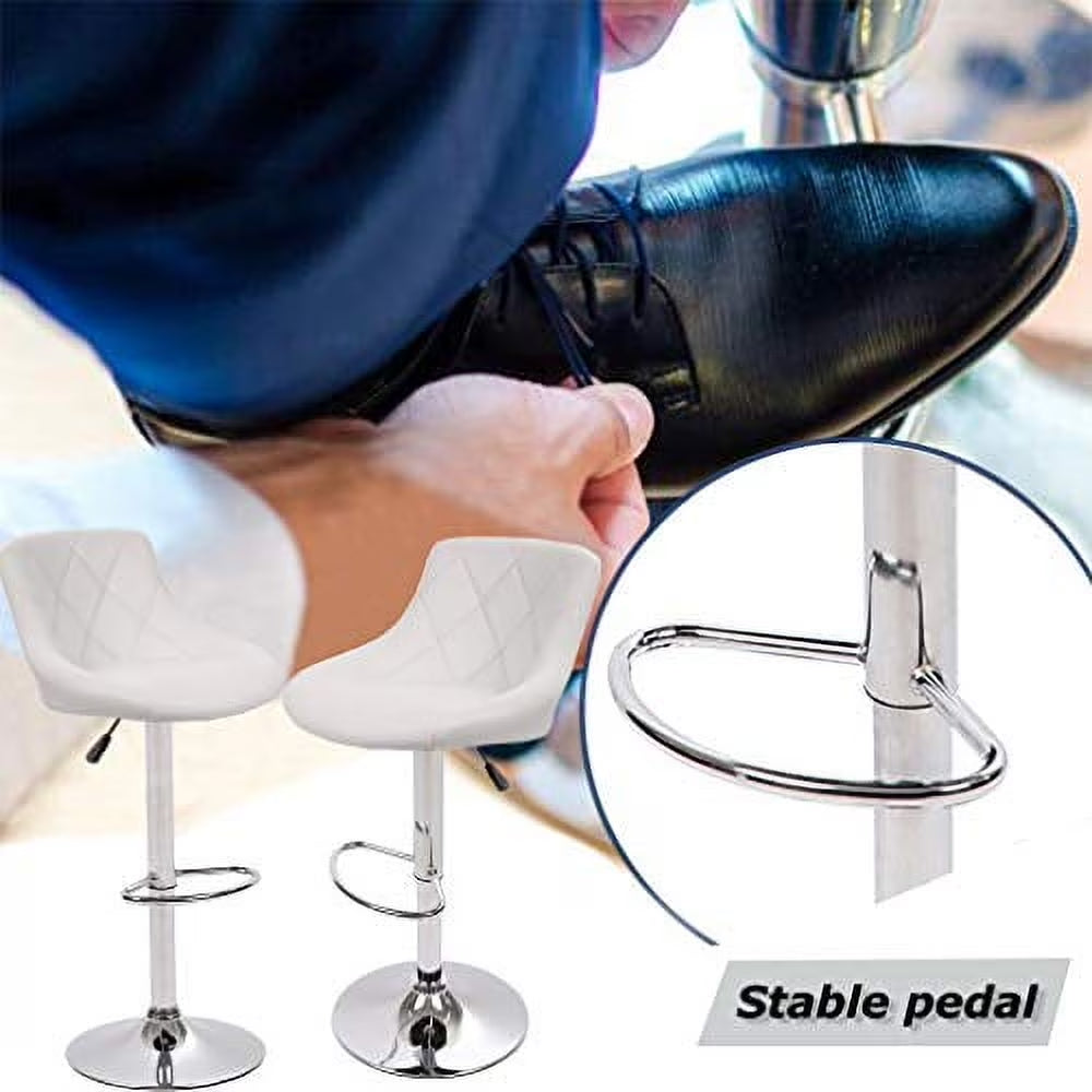 Bar Stools Set of 2 Swivel Stool Barstools Height Adjustable Bar Chairs with Back PU Leather,White